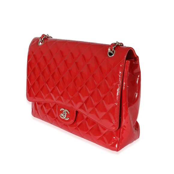 Chanel Red Patent Maxi Single Flap Bag - Picture 2 of 8
